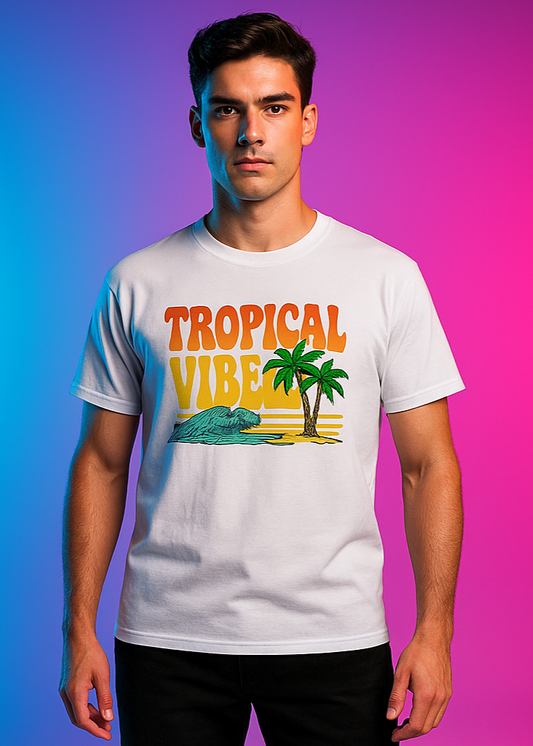 GOVEYNO TROPICAL VIBES T-shirt - White - Male Model